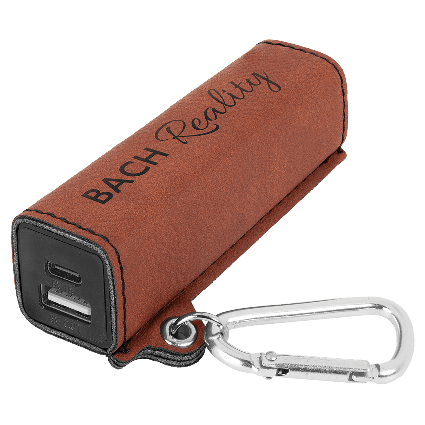 Rawhide Engravable Leatherette 2200 mAh Power Bank with USB-C Cord