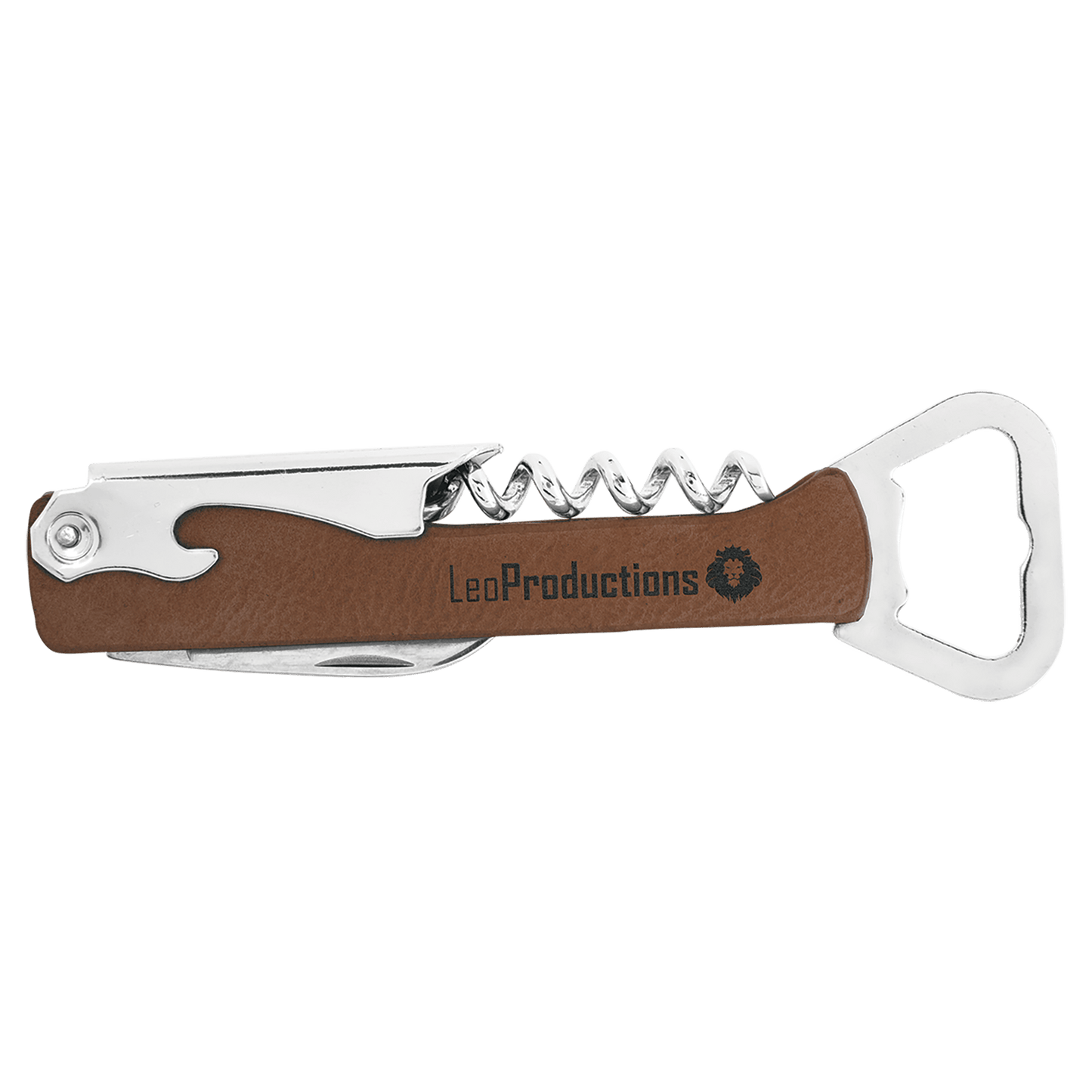 Dark Brown Engravable Leatherette Wine Bottle Opener