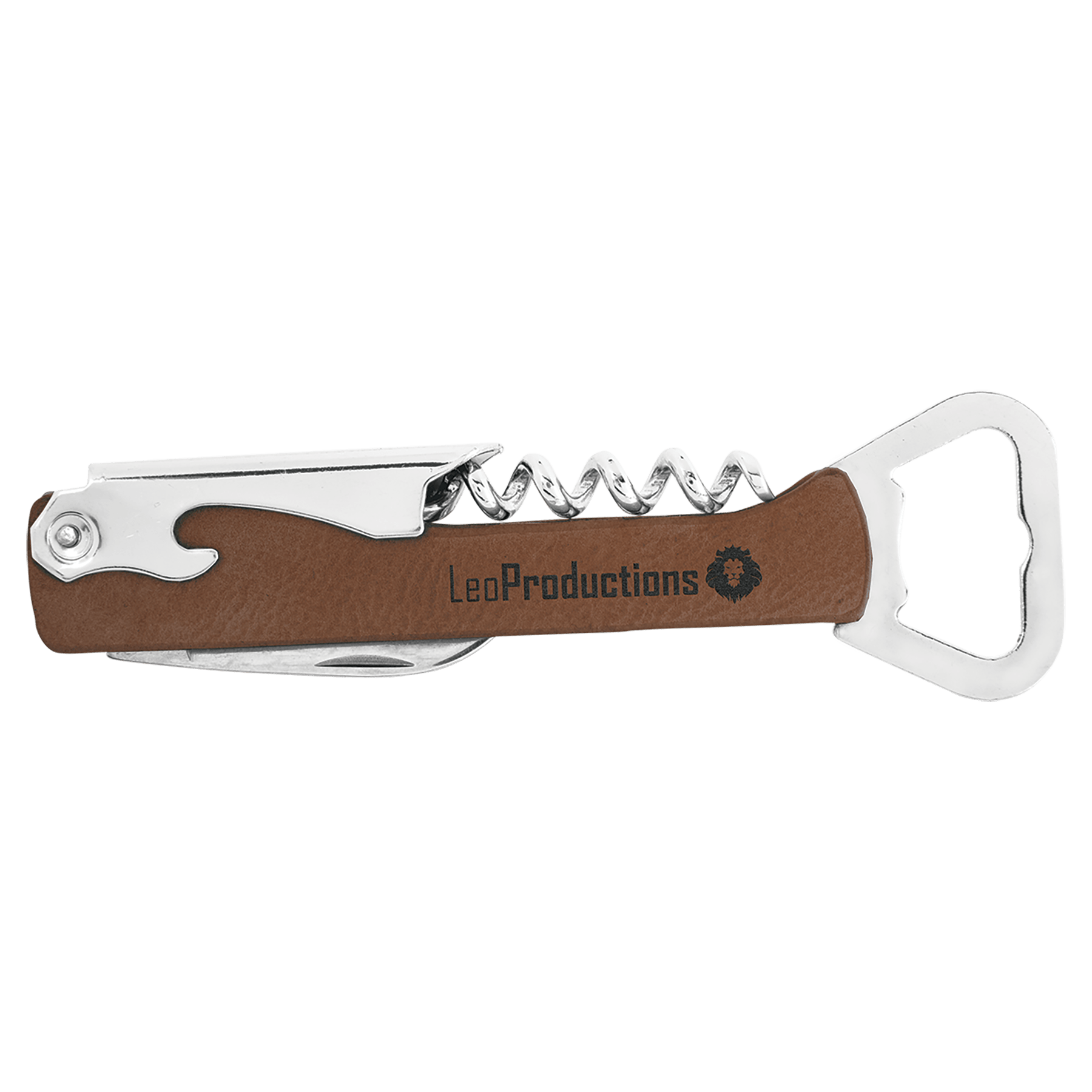 Dark Brown Engravable Leatherette Wine Bottle Opener