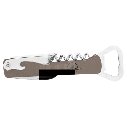 Gray Engravable Leatherette Wine Bottle Opener