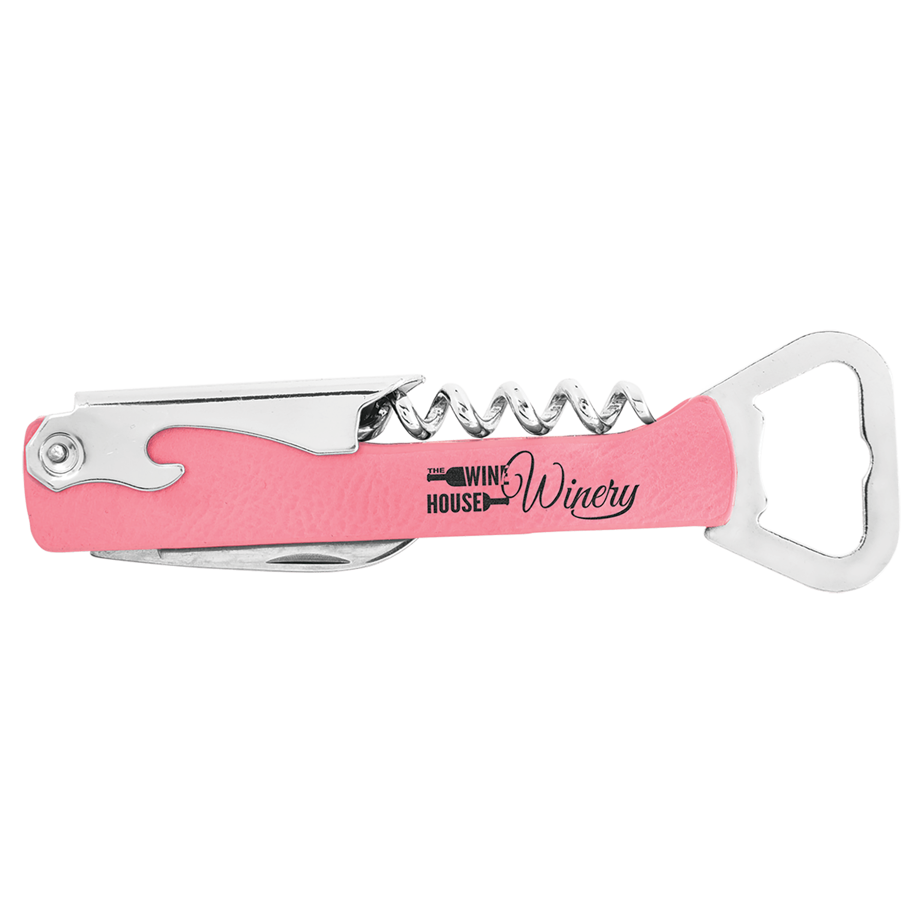 Pink Engravable Leatherette Wine Bottle Opener