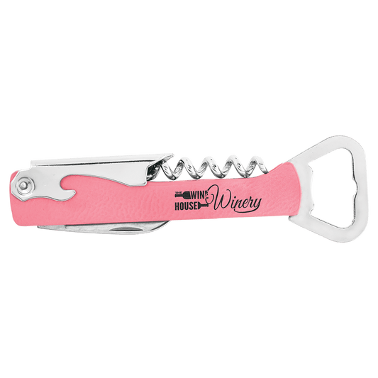 Pink Engravable Leatherette Wine Bottle Opener