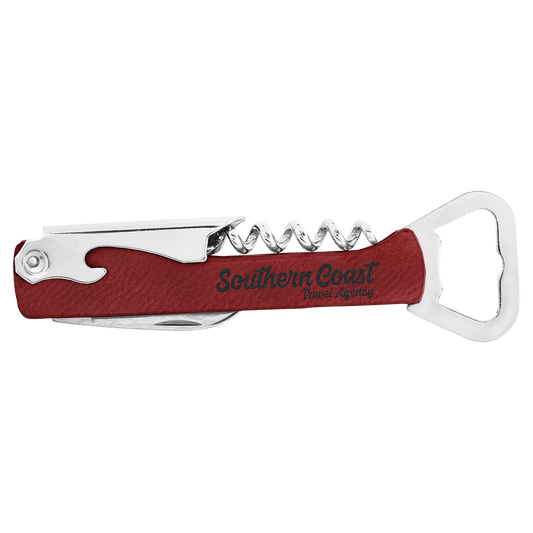 Rose Engravable Leatherette Wine Bottle Opener