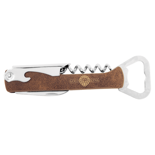 Rustic/Gold Engravable Leatherette Wine Bottle Opener