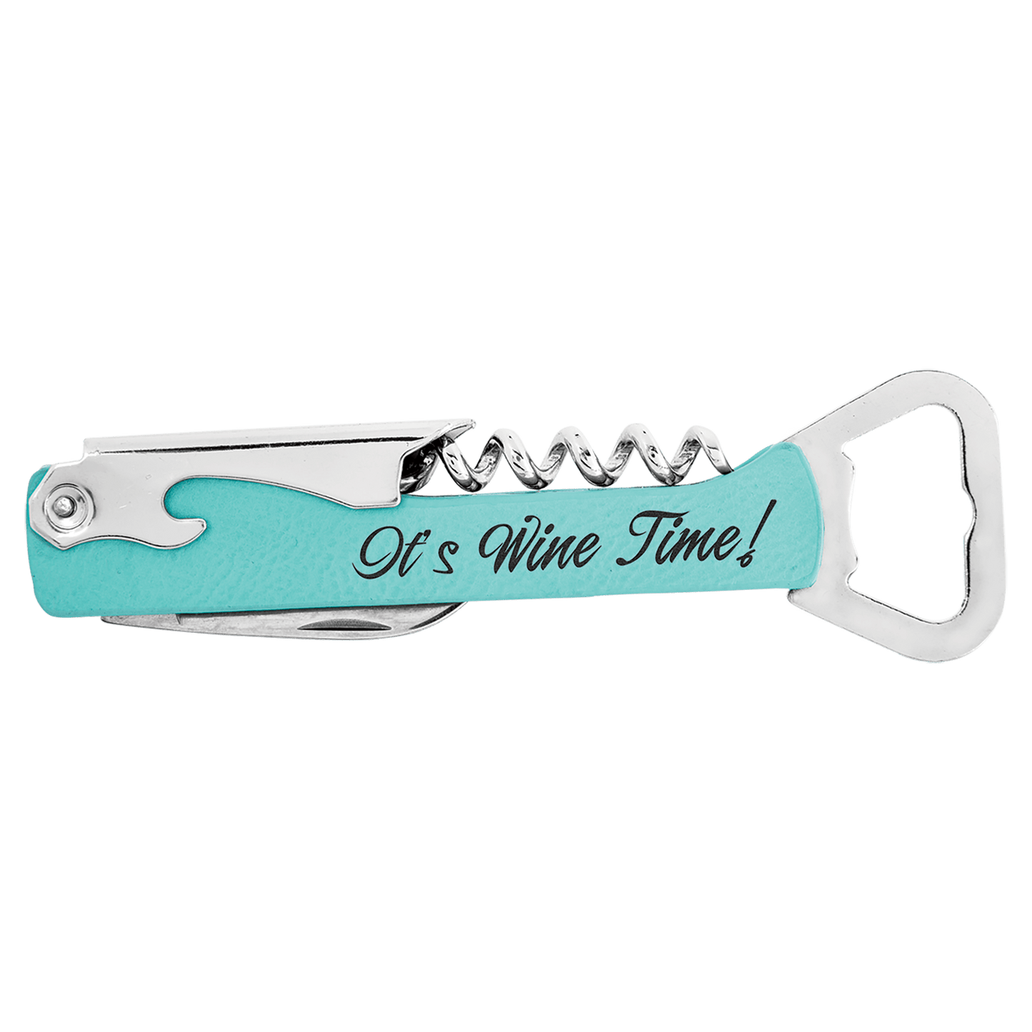Teal Engravable Leatherette Wine Bottle Opener