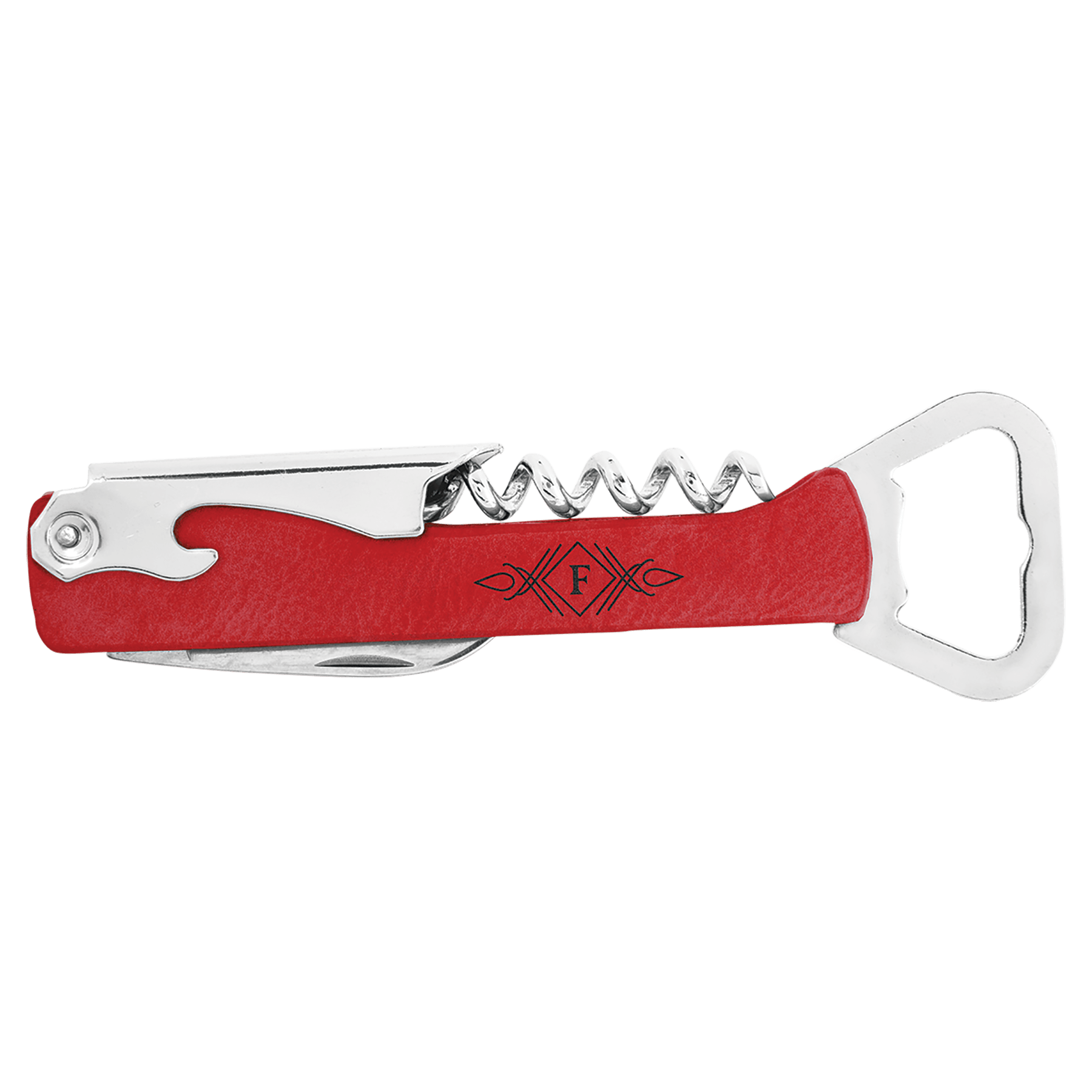 Red Engravable Leatherette Wine Bottle Opener