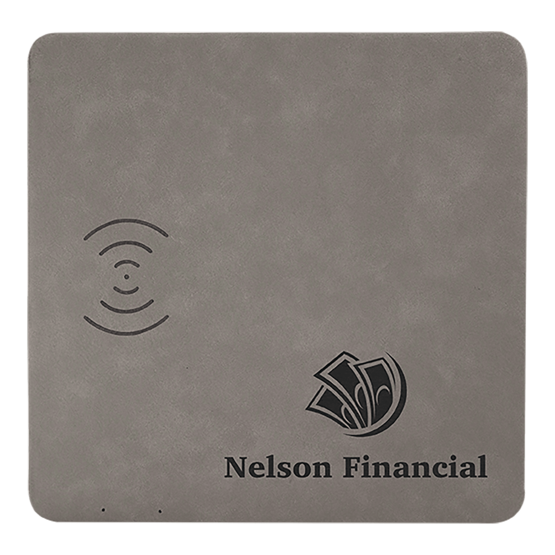 Gray Engravable Leatherette Phone Charging Mat - 8" x 8"