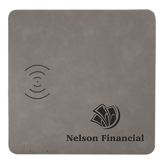 Gray Engravable Leatherette Phone Charging Mat - 8" x 8"