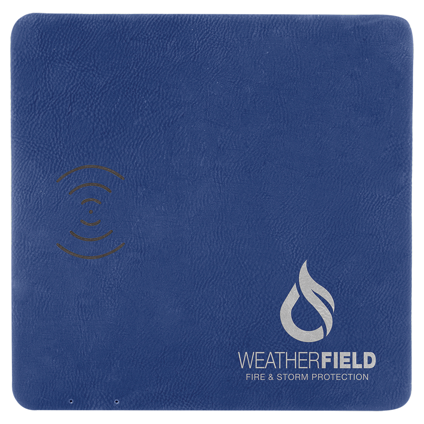 Blue/Silver Engravable Leatherette Phone Charging Mat - 8" x 8"