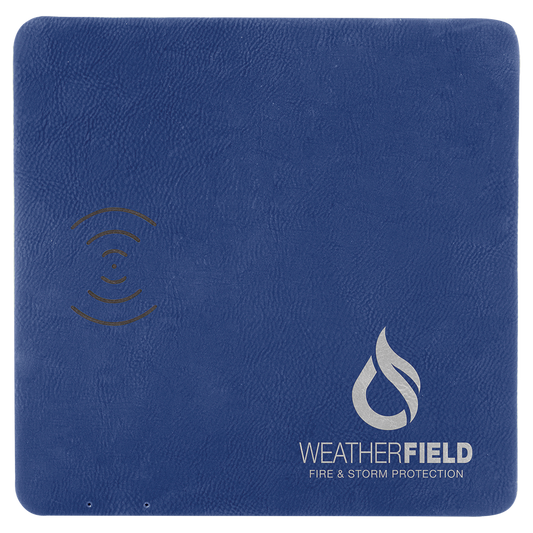 8" x 8" Blue/Silver Laserable Leatherette Phone Charging Mat