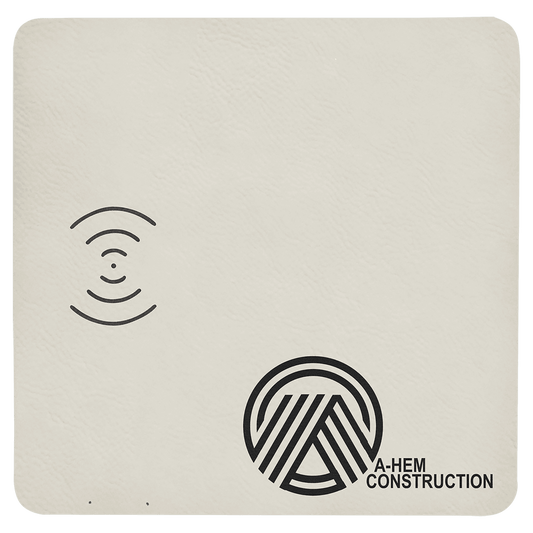 White Engravable Leatherette Phone Charging Mat - 8" x 8"