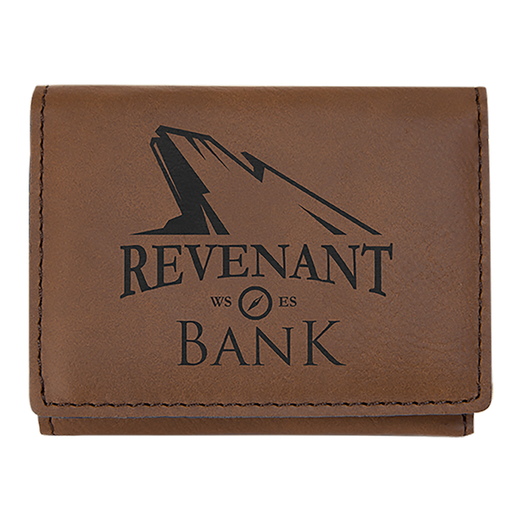 Dark Brown Engravable Leatherette Trifold Wallet - 3" x 4"