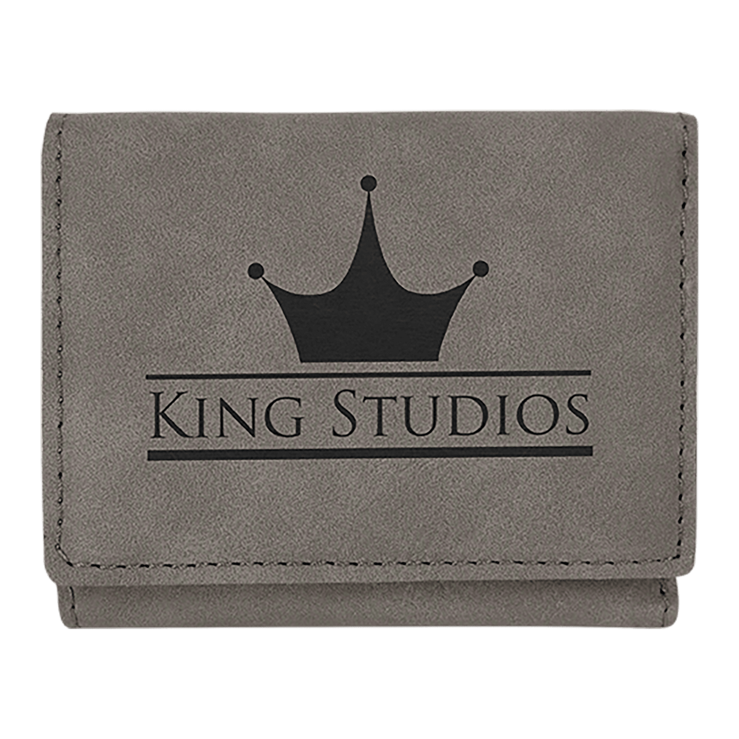 Gray Engravable Leatherette Trifold Wallet - 3" x 4"