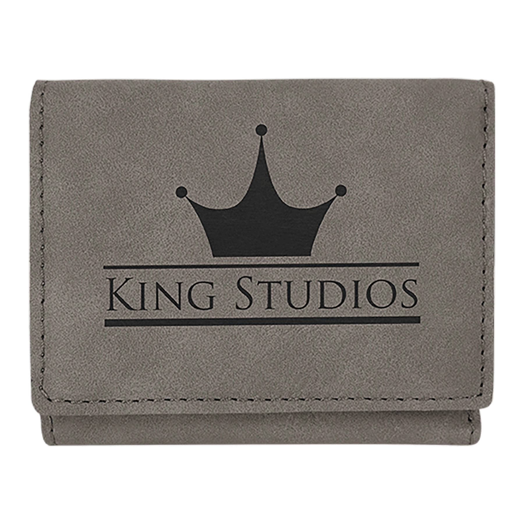 Gray Engravable Leatherette Trifold Wallet - 3" x 4"