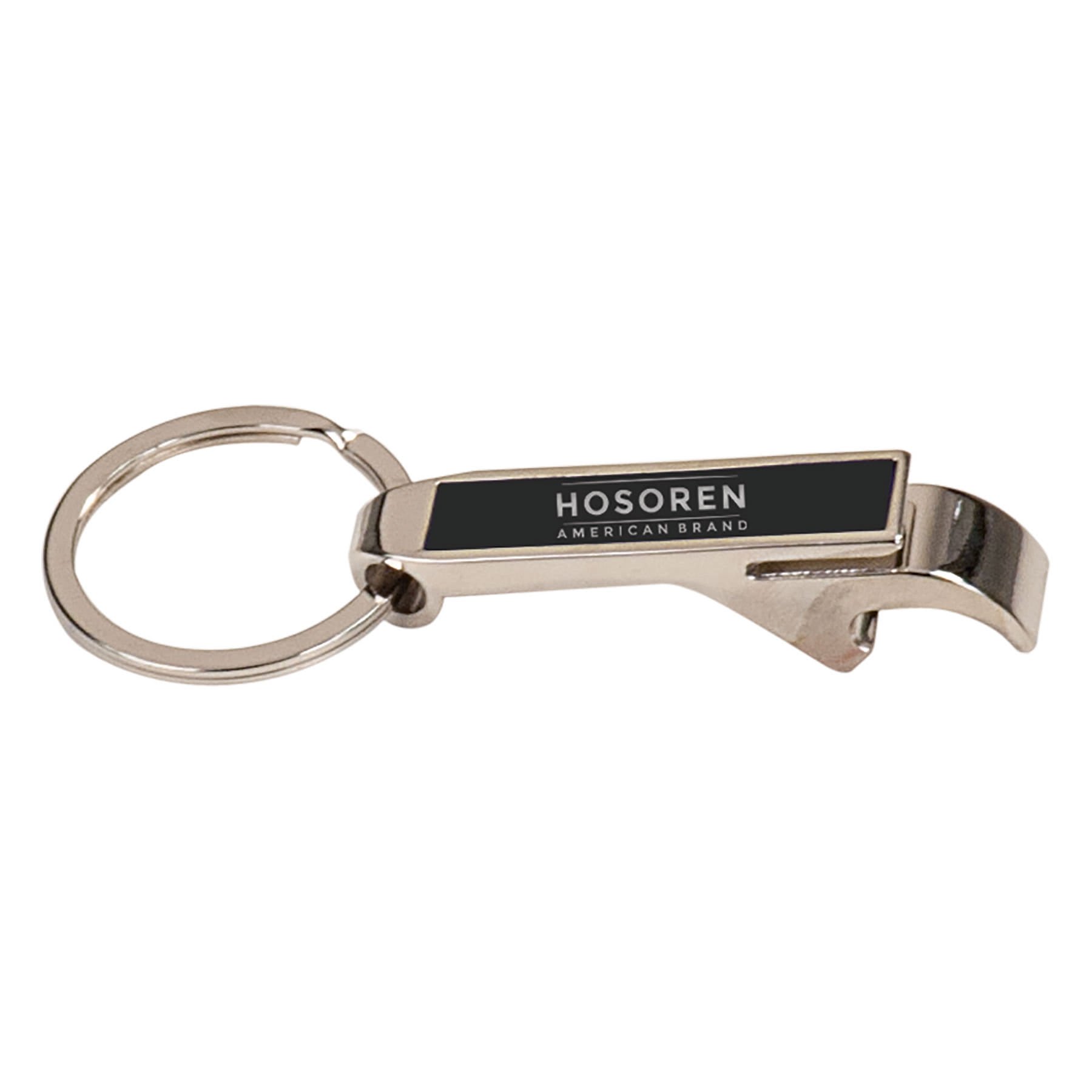 2 1/2" Black Laserable Bottle Opener Keychain