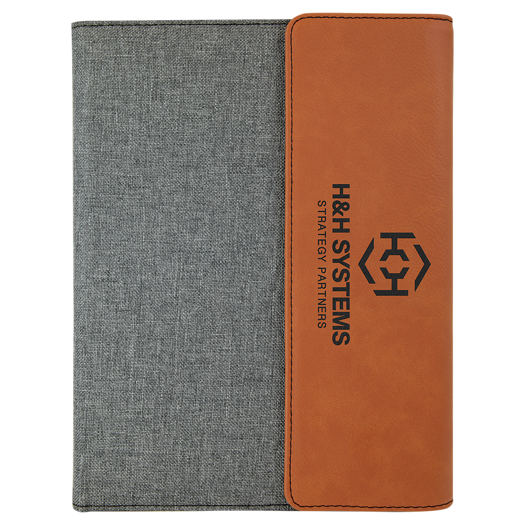 Rawhide Engravable Leatherette / Gray Canvas Portfolio with Notepad - 7" x 9"