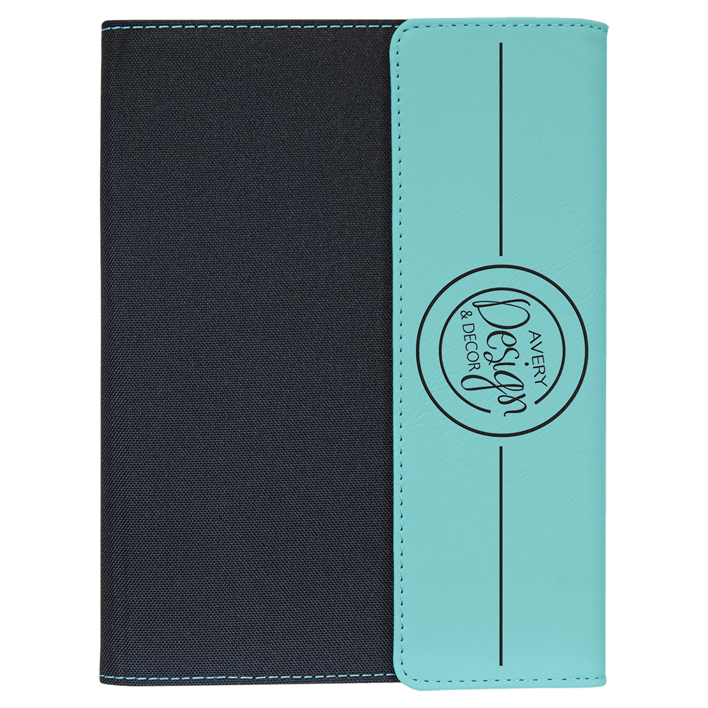 Teal Engravable Leatherette / Black Canvas Portfolio with Notepad - 7" x 9"