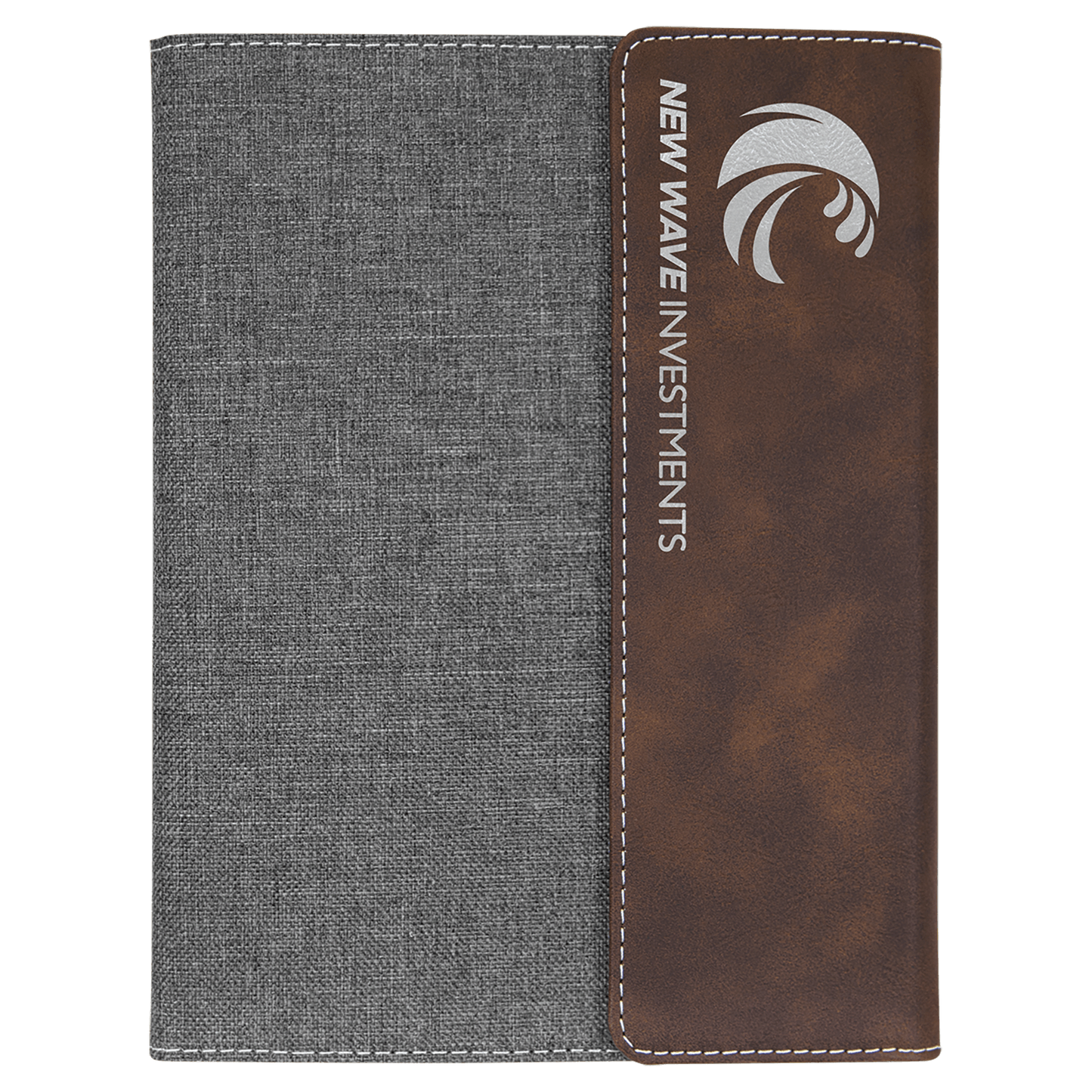 Rustic/Silver Leatherette / Gray Canvas Portfolio with Notepad - 7" x 9"