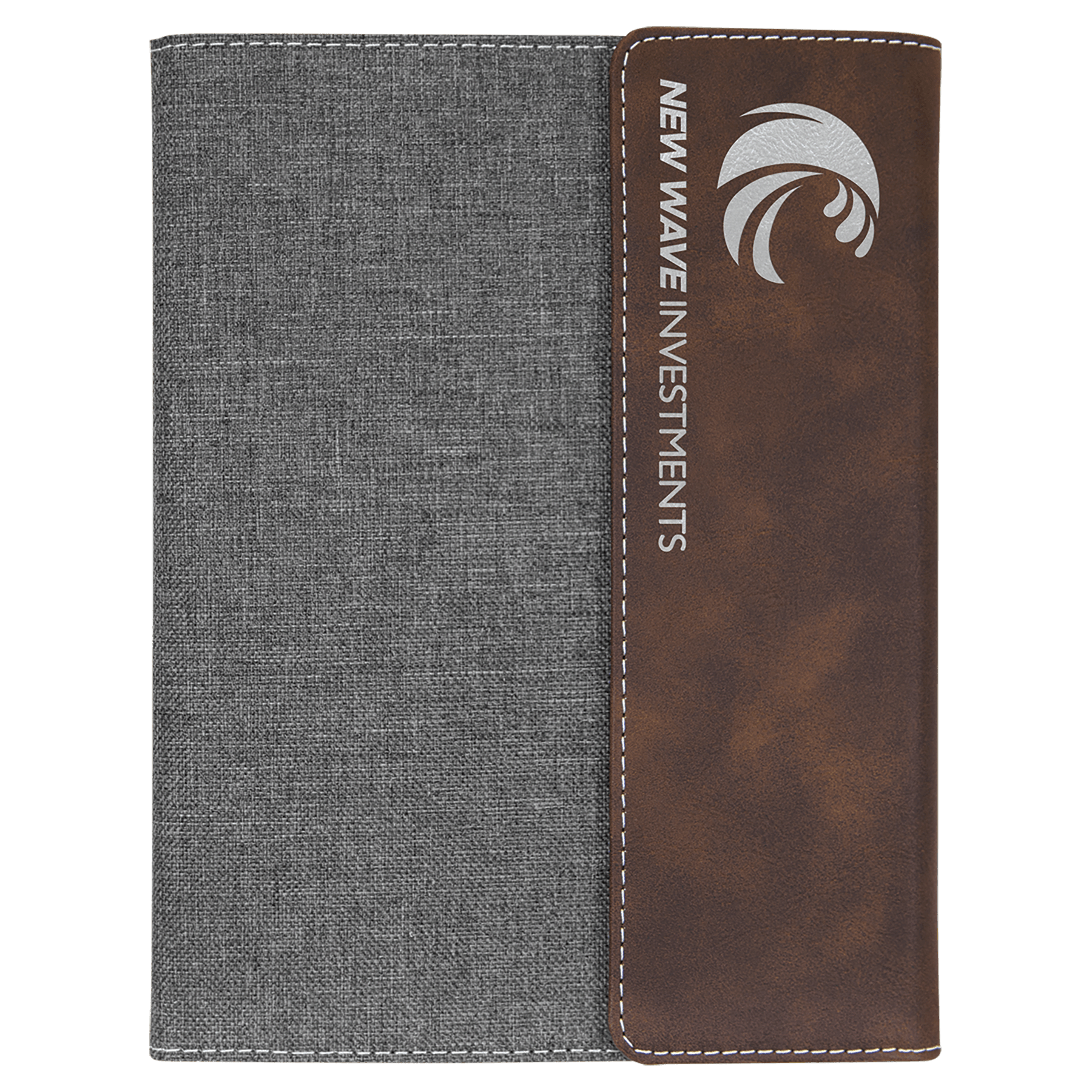 Rustic/Silver Leatherette / Gray Canvas Portfolio with Notepad - 7" x 9"