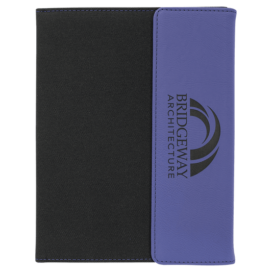 Purple Engravable Leatherette / Black Canvas Portfolio with Notepad - 7" x 9"