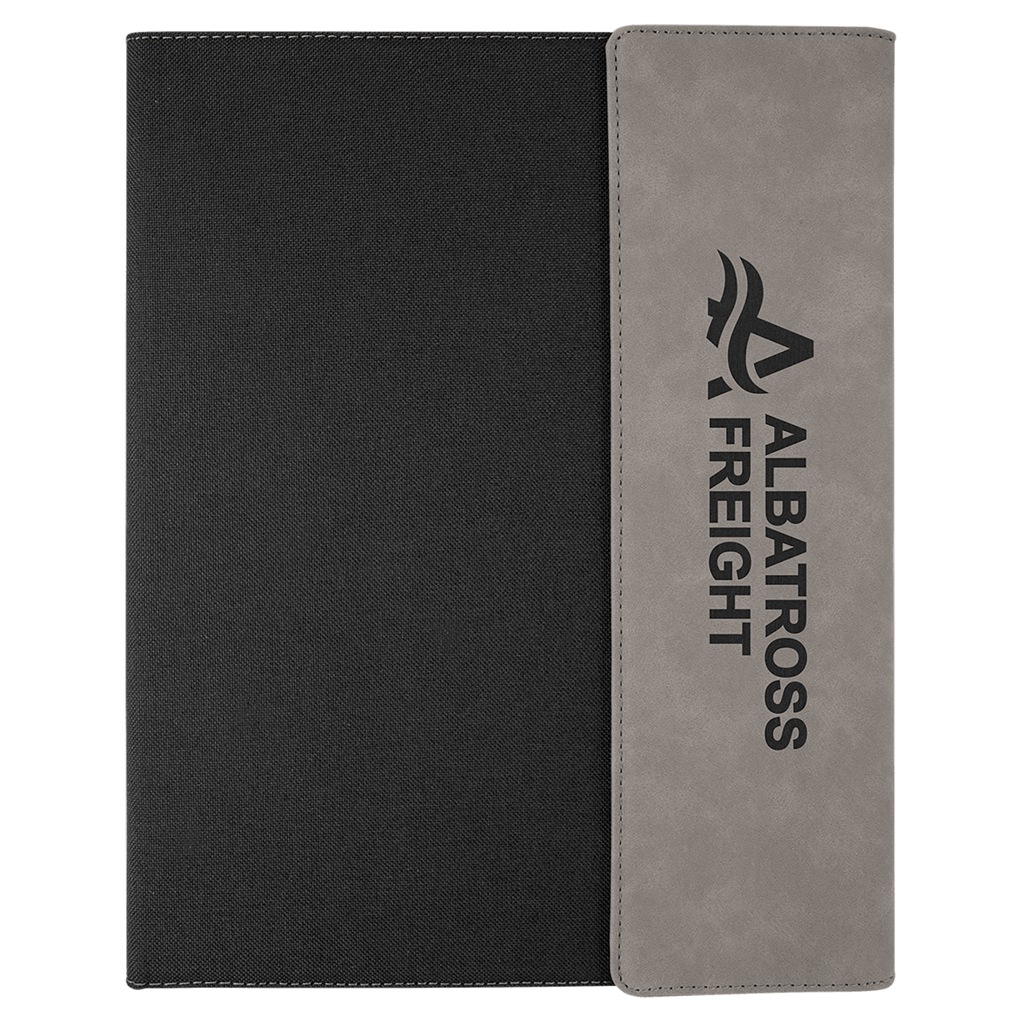 Gray Engravable Leatherette / Black Canvas Portfolio w / Notepad - 9 1/2" x 12"