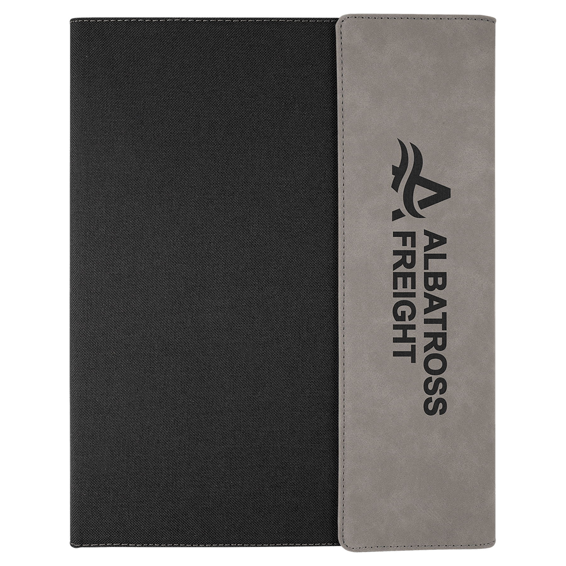 Gray Engravable Leatherette / Black Canvas Portfolio w / Notepad - 9 1/2" x 12"