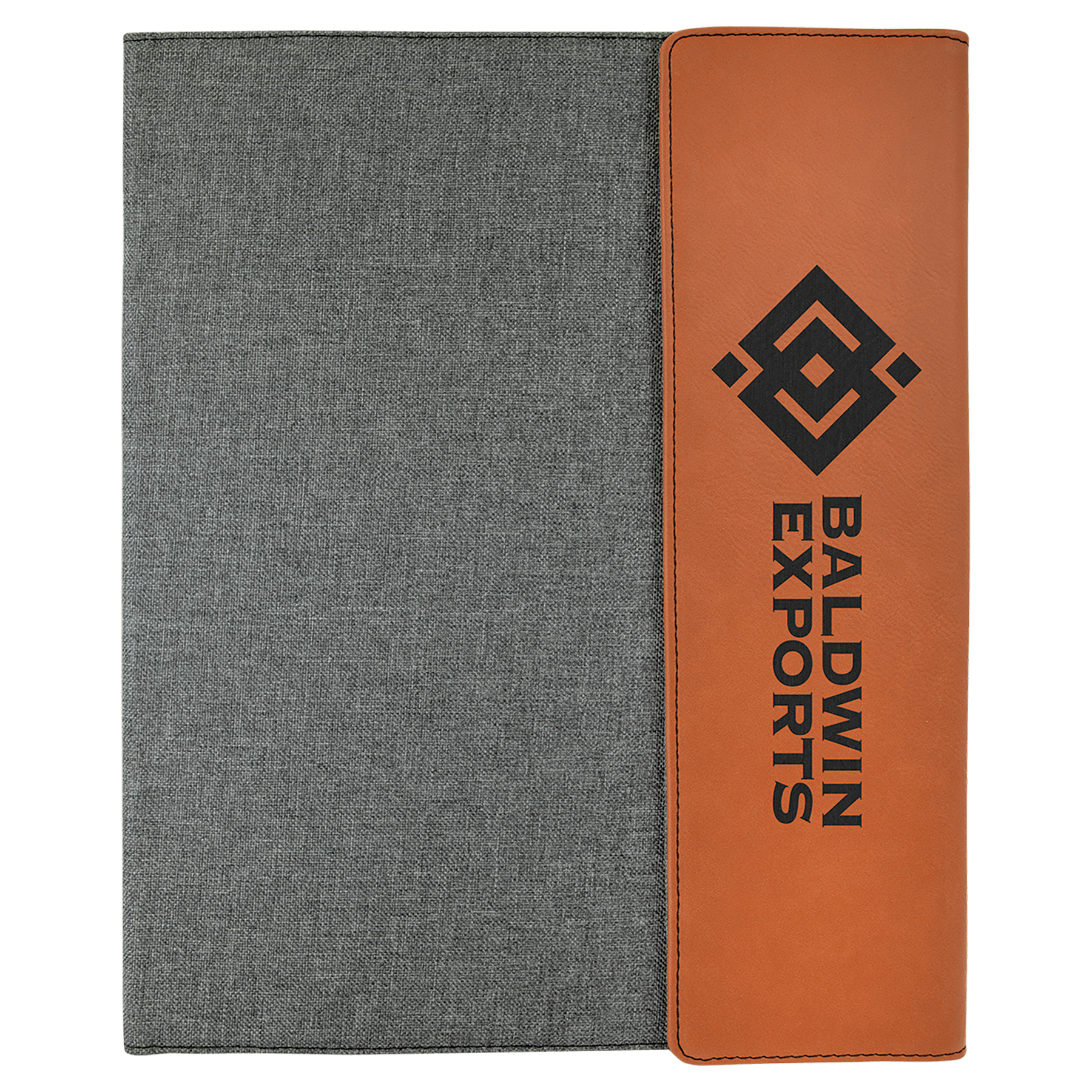 Rawhide Engravable Leatherette / Gray Canvas Portfolio with Notepad - 9 1/2" x 12"