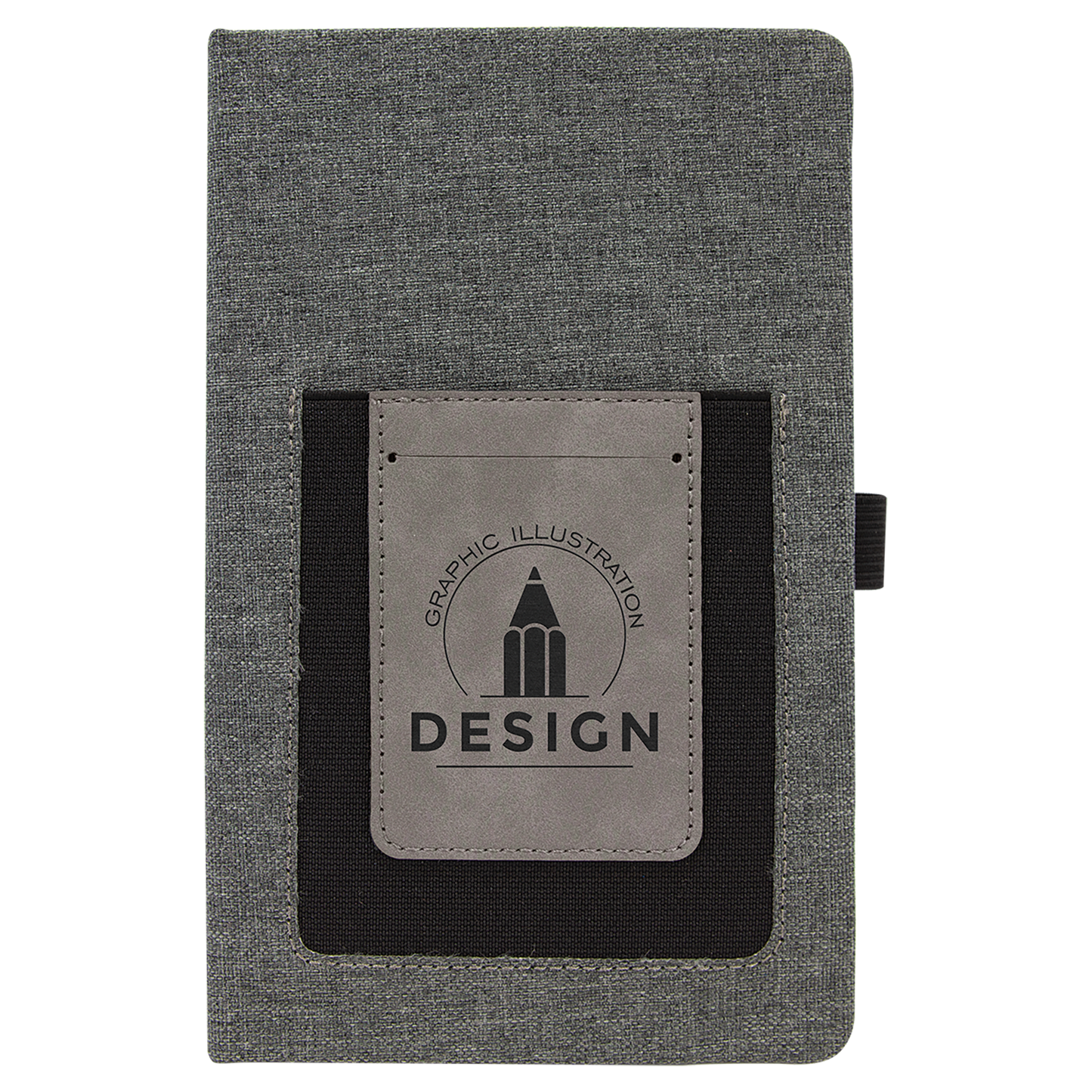 Gray w/Gray Engravable Leatherette Journal with Cell/Card Slot - 5 1/4" x 8 1/4"