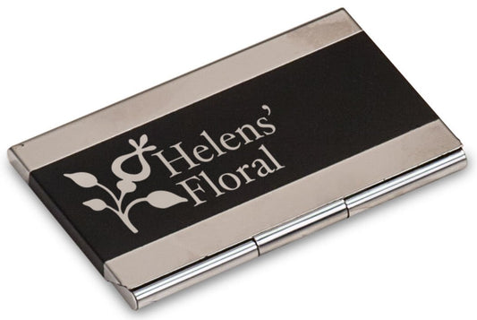 Black Engravable Business Card Holder - 3 3/4" x 2 1/2"