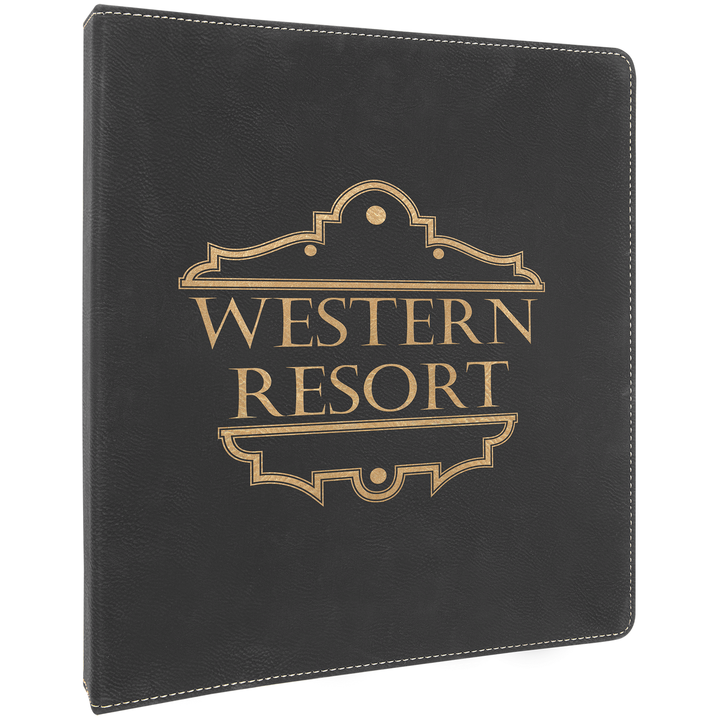 Black/Gold Engravable Leatherette 3 Ring Binder with 1" Slant D Rings - 10 1/2" x 11 1/2"