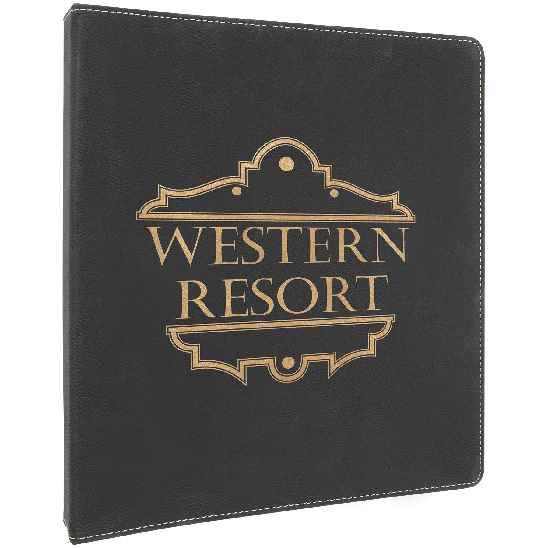 Black/Gold Engravable Leatherette 3 Ring Binder with 1" Slant D Rings - 10 1/2" x 11 1/2"