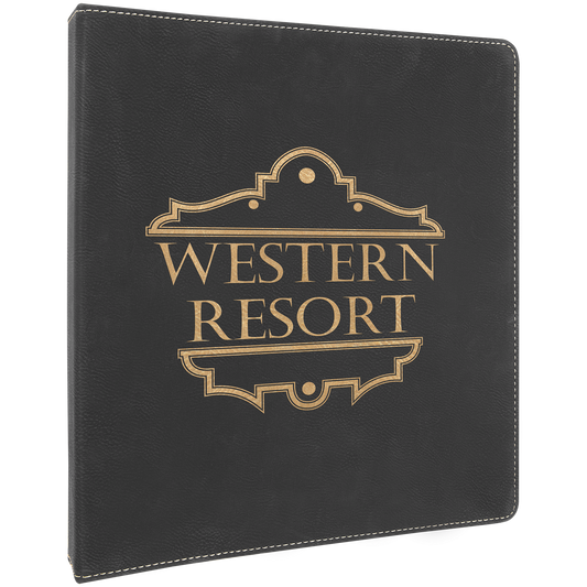 Black/Gold Engravable Leatherette 3 Ring Binder with 1" Slant D Rings - 10 1/2" x 11 1/2"