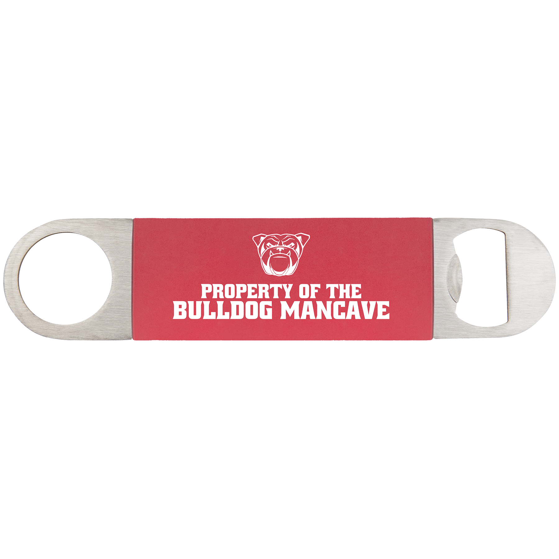 Red/White Bottle Opener with Silicone Grip - 1 1/2" x 7"