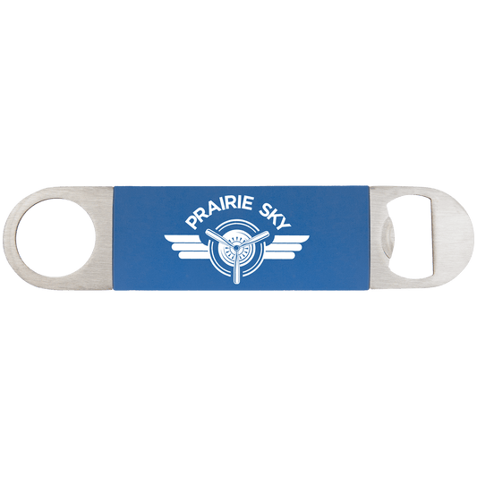 Blue/White Bottle Opener with Silicone Grip - 1 1/2" x 7"