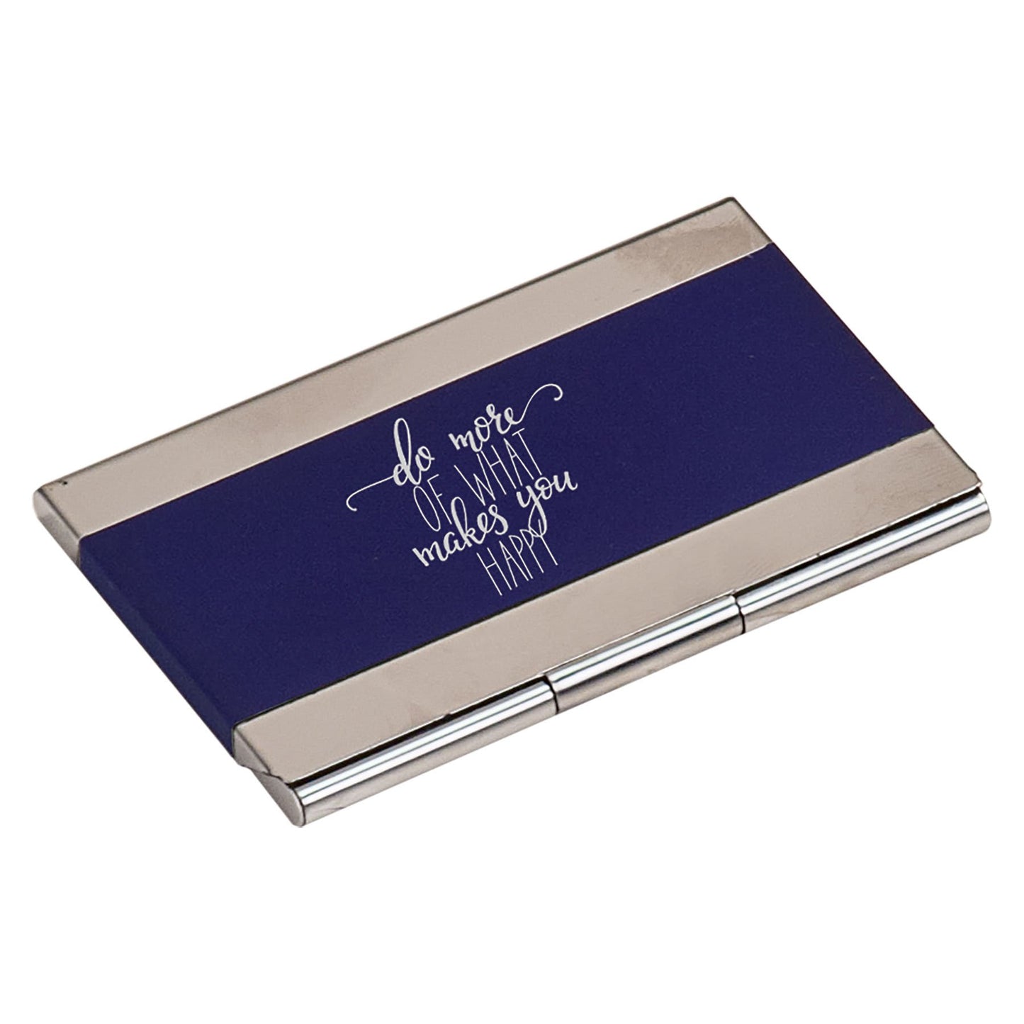 Blue Engravable Business Card Holder - 3 3/4" x 2 1/2"