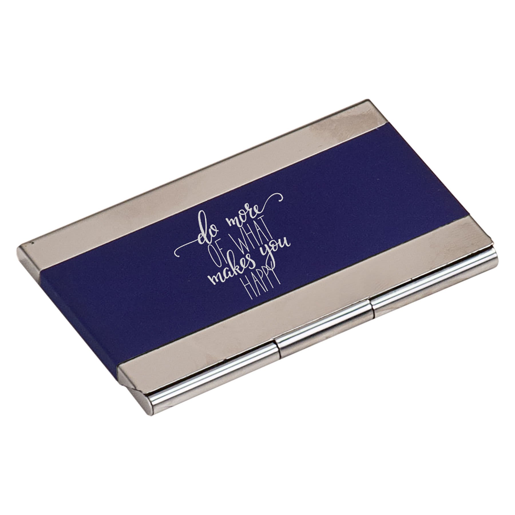 Blue Engravable Business Card Holder - 3 3/4" x 2 1/2"