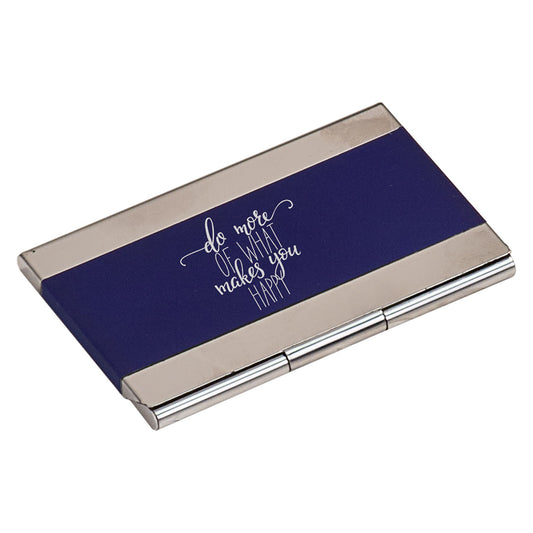 Blue Engravable Business Card Holder - 3 3/4" x 2 1/2"