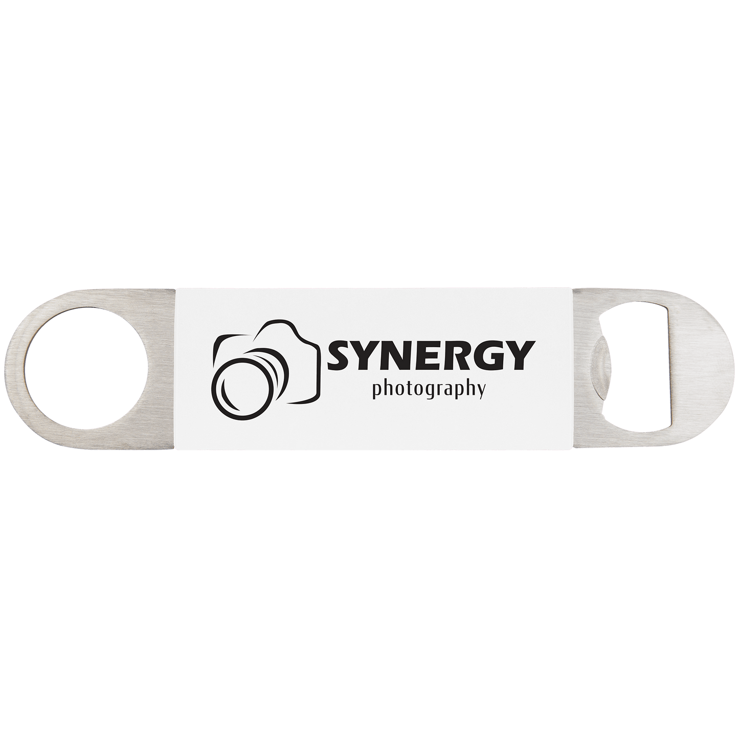 White/Black Bottle Opener with Silicone Grip - 1 1/2" x 7"