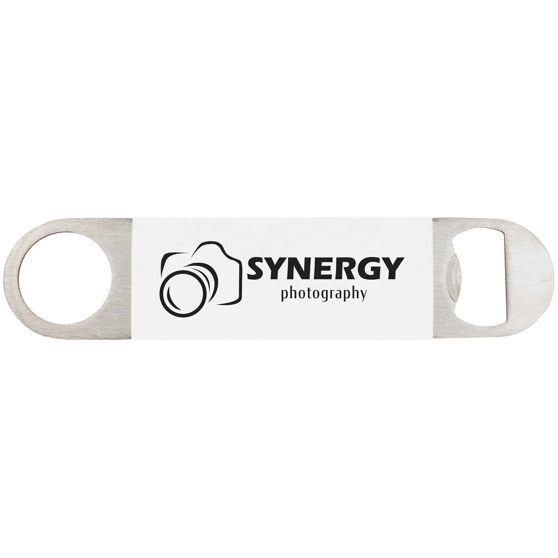 White/Black Bottle Opener with Silicone Grip - 1 1/2" x 7"