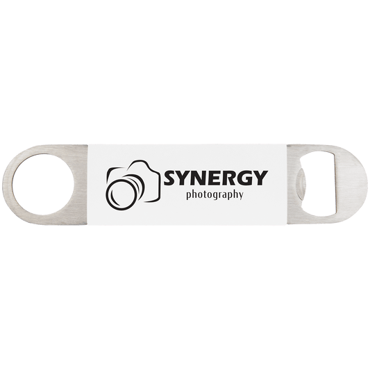 White/Black Bottle Opener with Silicone Grip - 1 1/2" x 7"