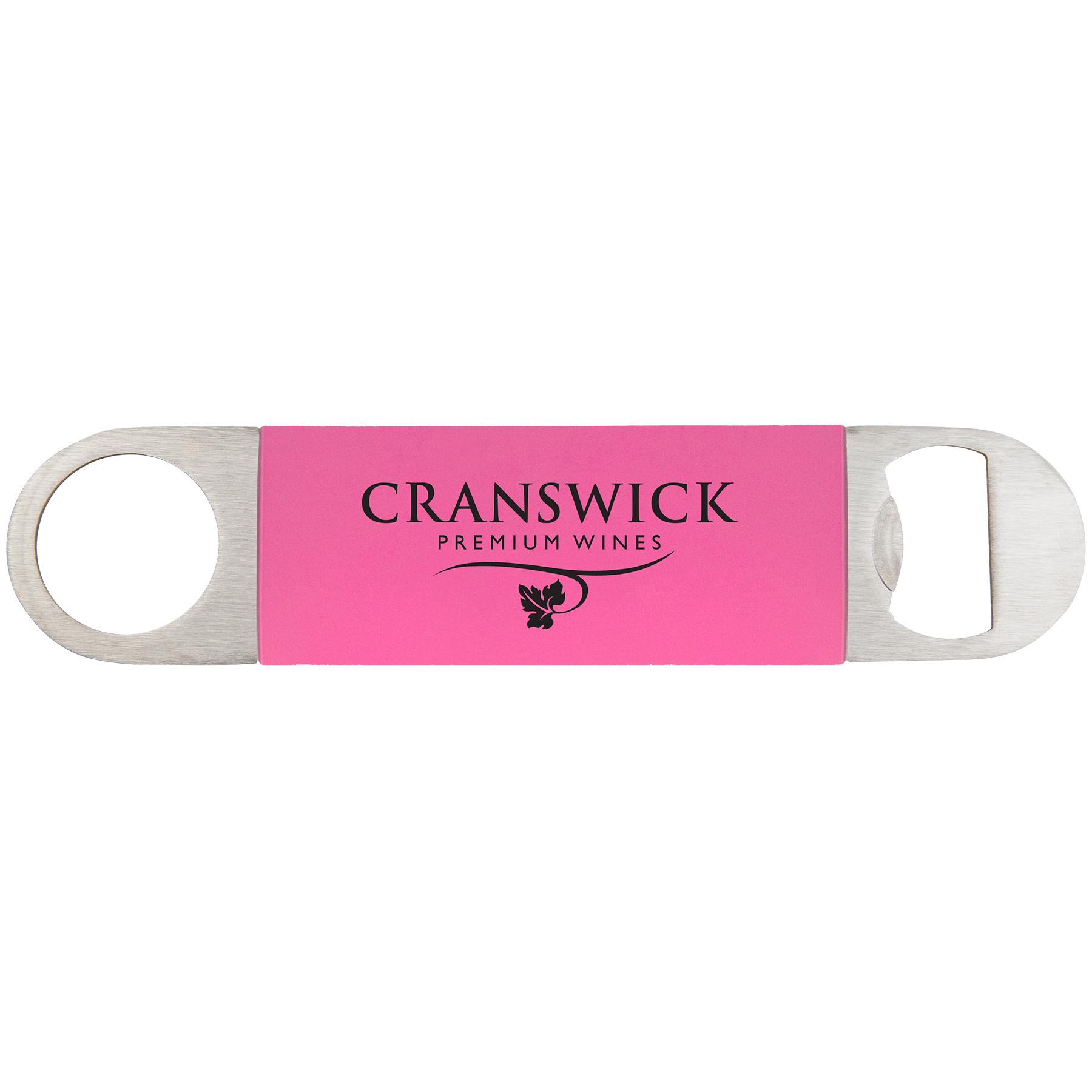 Pink/Black Bottle Opener with Silicone Grip - 1 1/2" x 7"