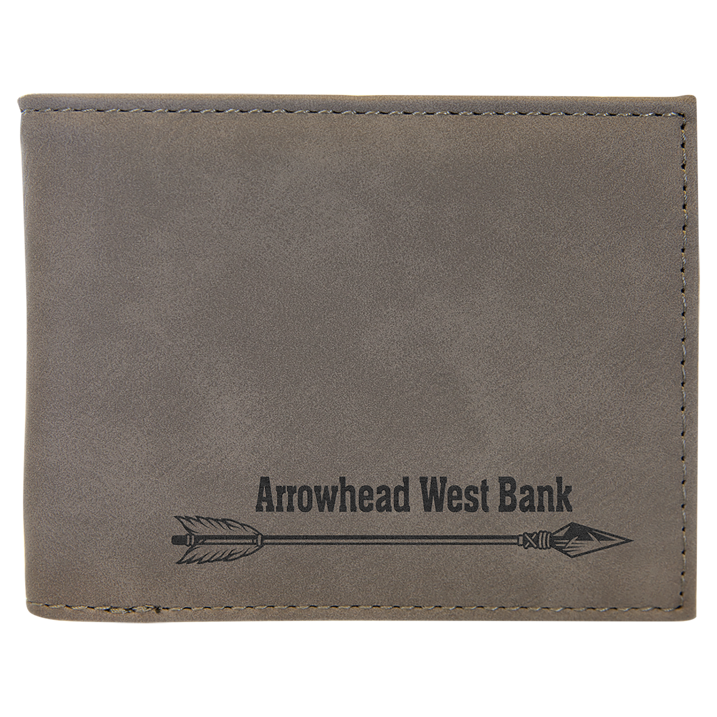 Gray Engravable Leatherette Bi-Fold Wallet w/Flip ID Display