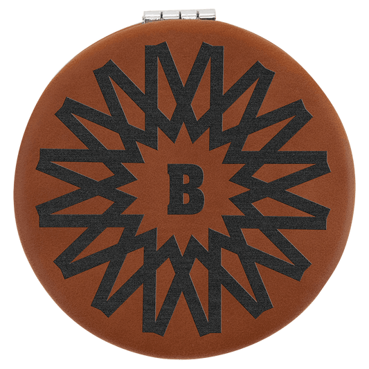 2 1/2" Rawhide Laserable Leatherette Compact Mirror