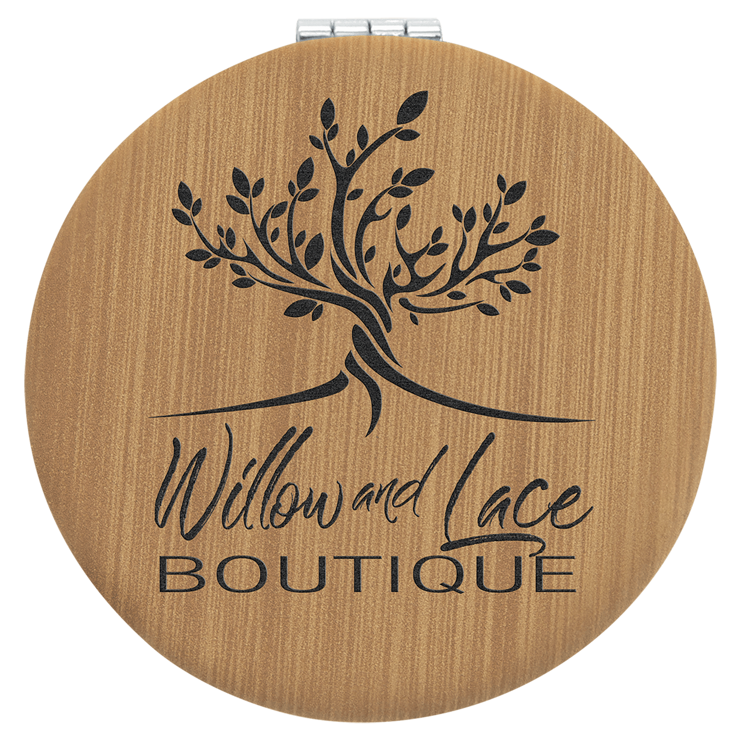 Bamboo Engravable Leatherette Compact Mirror - 2 1/2"