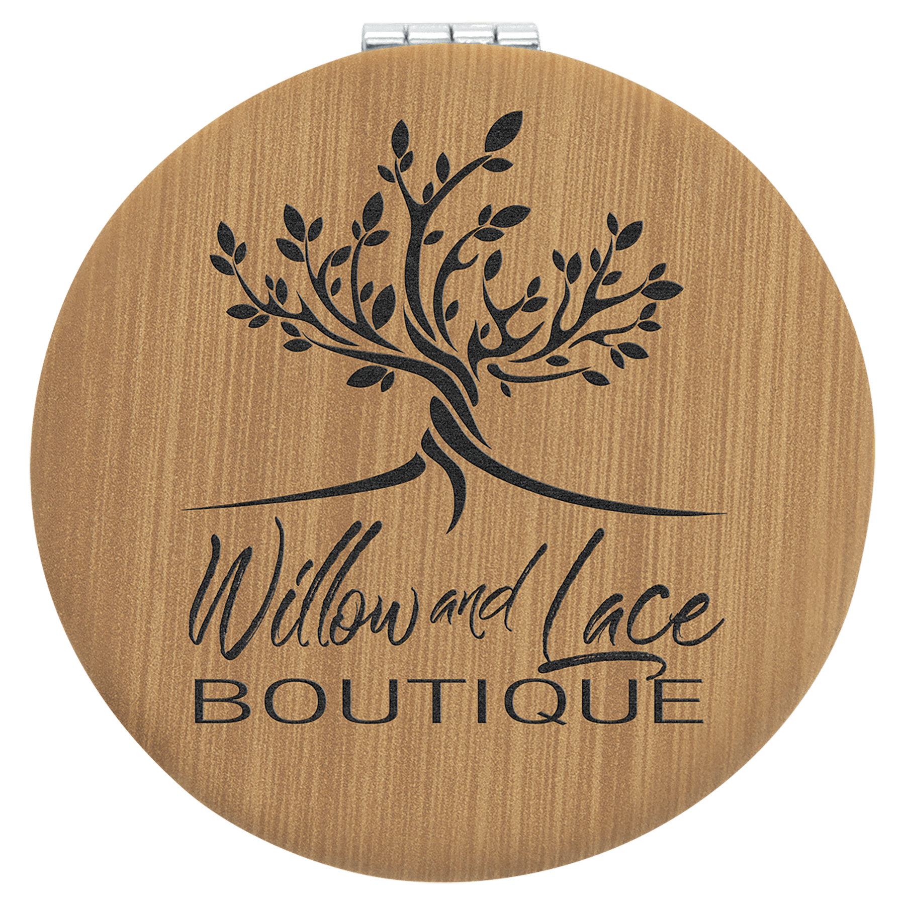 Bamboo Engravable Leatherette Compact Mirror - 2 1/2"