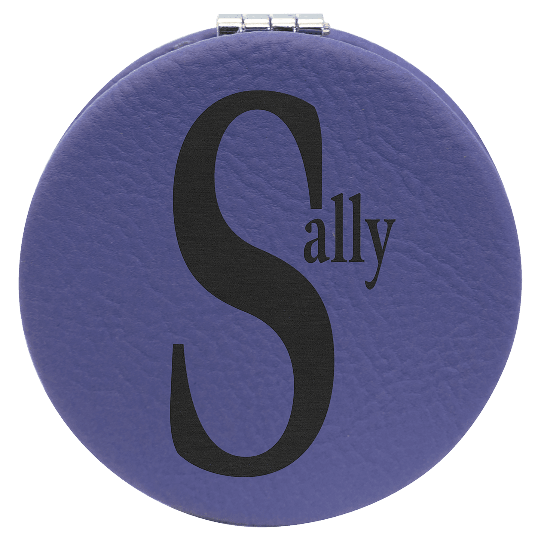 Purple Engravable Leatherette Compact Mirror - 2 1/2"