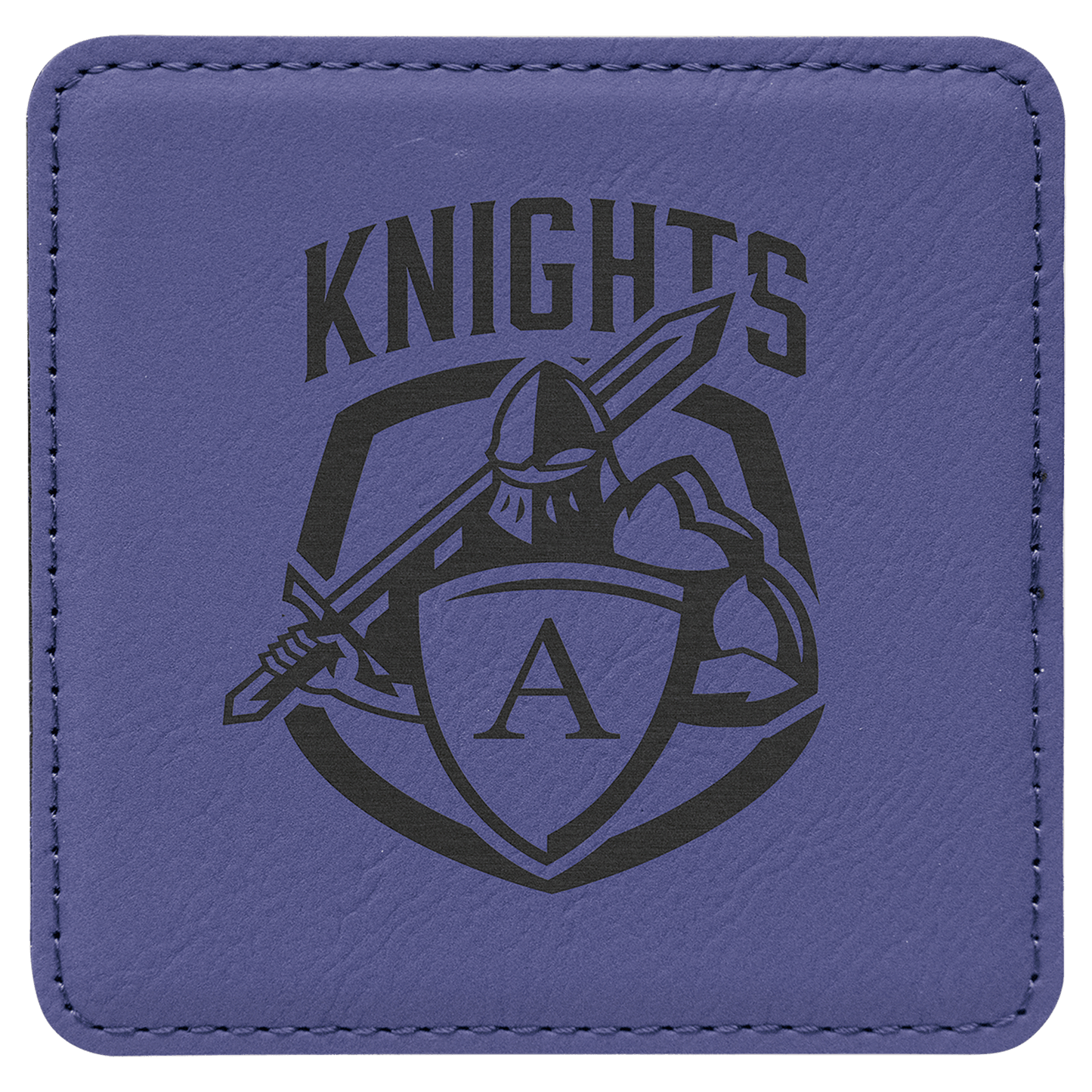 Square Purple Engravable Leatherette Coaster - 4" x 4"
