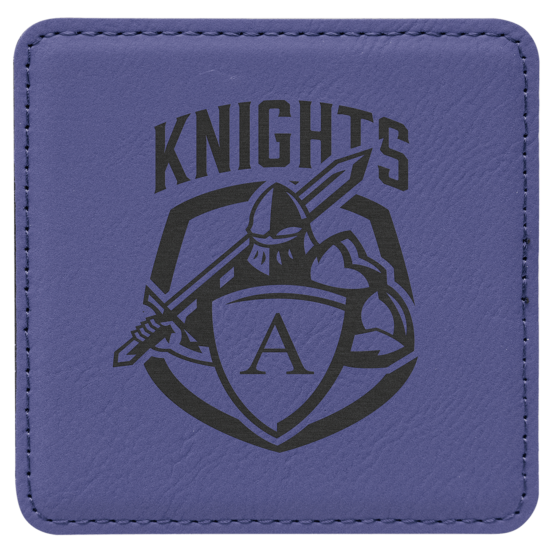 Square Purple Engravable Leatherette Coaster - 4" x 4"