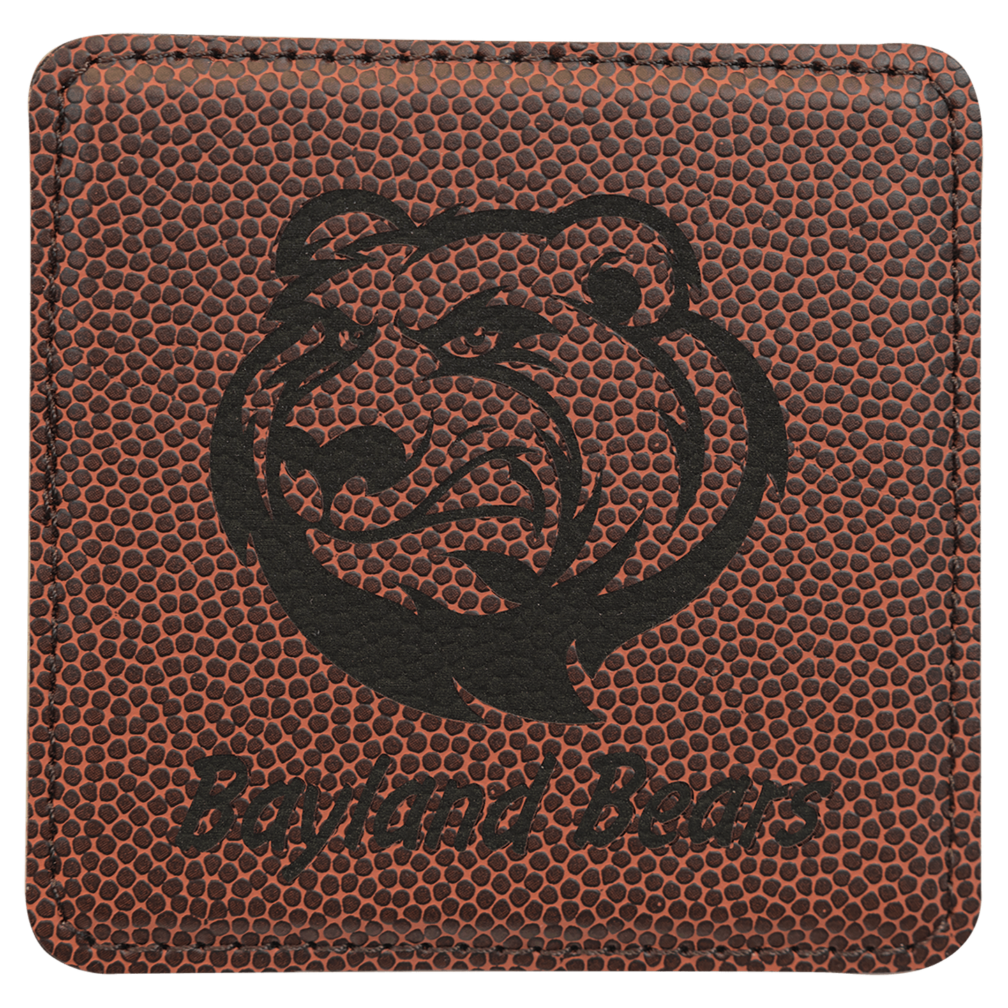 Square Football Engravable Leatherette Coaster - 4" x 4"