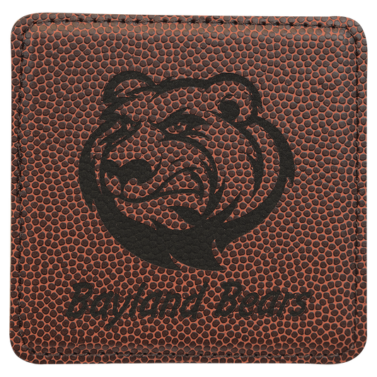 Square Football Engravable Leatherette Coaster - 4" x 4"